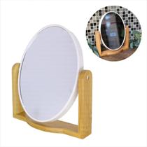 Espelho De Mesa Redondo Ajustável Com Suporte de Bambu - AMIGOLD