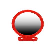 Espelho De Mesa Redondo Com Base Dobravel Plastico Colorido VERMELHO