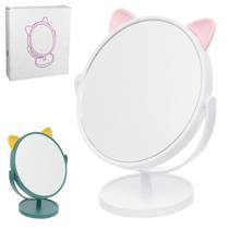 Espelho de mesa redondo com moldura de plastico gatinho 20,5x15,5x10cm