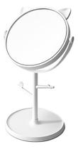 Espelho de Mesa Redondo Gatinho Decoração Para Maquiagem- Branco