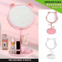 Espelho De Mesa Redondo Para Maquiagem Penteadeira C/ Porta Joias