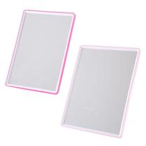 Espelho de mesa retangular com moldura de plastico rosa 20x15cm - WINCY