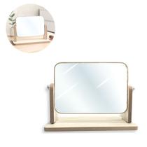 Espelho De Mesa Retangular De Madeira 21,5x17cm Com Base