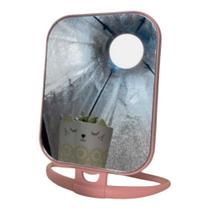 Espelho de Mesa Retangular Dupla Face C/ Pedestal de Plastico Colors Rosa Espelho de Mesa Retangular Dupla Face C/ Pedestal de Plastico Colors Rosa