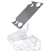 Espelho de Mesa Retrátil Porta Maquiagem Compartimentos