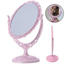 Espelho de Mesa Vintage Penteadeira Duplo Princesa Decorativo Bancada Banheiro Maquiagem Cabelo Penteado Beleza