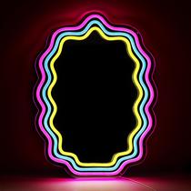 Espelho de onda LED Kavaas Wavy Neon Mirror 43x32cm para quarto