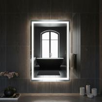 Espelho de Parede Com Led 3 Cores e Touch 100x80 Retangular Jateado para Banheiro e Sala