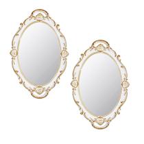 Espelho de parede Eaoundm Oval Antique Decorativo 37x25cm branco 2 unidades