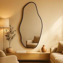 Espelho De Parede Orgânico 110x50 Moldura Alumínio Moderno Decorativo