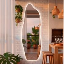 Espelho de Parede Orgânico Flame com Led Frio Corpo Inteiro 150x50cm Banheiro Sala Quarto