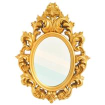 Espelho De Parede Oval Com Moldura Dourada Provençal 72,5x56x6cm Espelho De Parede Oval Com Moldura Dourada Provençal 72,5x56x6cm