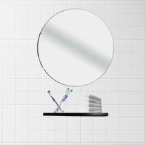 Espelho de Parede Redondo 40cm Diâmetro + Prateleira em MDF - AMORECANELA DECORAÇÃO E ARTE