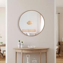 Espelho de Parede Redondo Decorativo 50cm com Acabamento Ecológico - Outlet Dos Espelhos