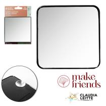 Espelho de pendurar quadrado 14cm com ventosa aumenta 2x