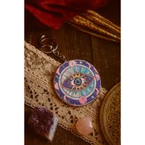 Espelho de redondo olho místico, fases da lua e astro