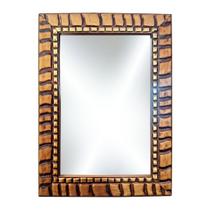 Espelho de Rosto Pequeno com Moldura de Madeira Rústica e Clássica para Barbear e Maquiar Reflexo sem Distorção