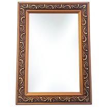 Espelho de Rosto Pequeno com Moldura de Madeira Rústica e Clássica para Barbear e Maquiar Reflexo sem Distorção