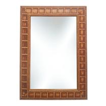 Espelho de Rosto Pequeno com Moldura de Madeira Rústica e Clássica para Barbear e Maquiar Reflexo sem Distorção