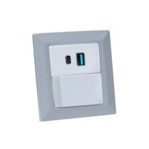 Espelho de Tomada Duplo Chanfrado 1 Interruptor 2 Usb 9.0A Espelho de Tomada Duplo Chanfrado 1 Interruptor 2 Usb 9.0A