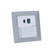 Espelho de Tomada Duplo Chanfrado 1 Interruptor 2 Usb 9.0A Espelho de Tomada Duplo Chanfrado 1 Interruptor 2 Usb 9.0A