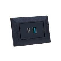 Espelho de Tomada Simples Chanfrado com 2 USB 9.0A Espelho de Tomada Simples Chanfrado com 2 USB 9.0A