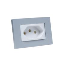 Espelho de Tomada Simples Reto com 1 Tomada 10A Cinza