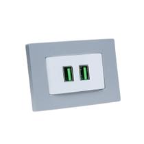 Espelho de Tomada Simples Reto com 2 USB 4.9A
