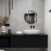 Espelho de Vidro 40cm Redondo Decorativo Banheiro Sala Casa com Suporte para Fixação - LOJAS 3B