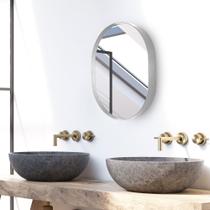 Espelho de Vidro Oval 50cm x 40cm com Moldura Premium - Opções de Cores