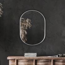 Espelho de Vidro Oval Londres com Borda Branca 40x30cm - Papel e Parede