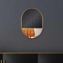Espelho de Vidro Oval Londres com Borda Dourada 40x30cm
