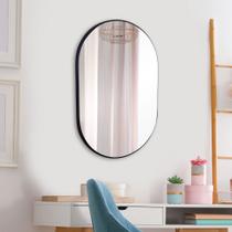 Espelho de Vidro Oval Londres com Borda Preta 50x40cm