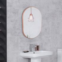 Espelho de Vidro Oval Londres com Borda Rose Gold 50x40cm