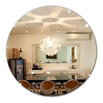 Espelho De Vidro Redondo Lapidado Decorativo 30x30cm Para Quarto Sala Banheiro Cozinha - Papel e Parede