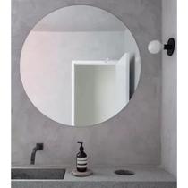 Espelho De Vidro Redondo Lapidado Decorativo 40x40cm Para Quarto Sala Banheiro Cozinha