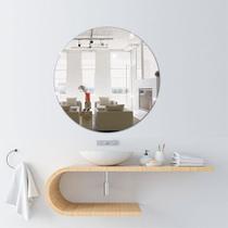Espelho De Vidro Redondo Lapidado Decorativo 40x40cm Para Quarto Sala Banheiro Cozinha