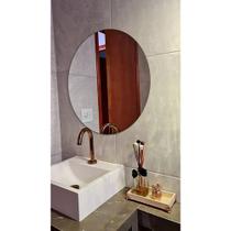 Espelho de Vidro Redondo Lapidado Decorativo 60x60cm para Quarto Sala Banheiro Cozinha - DG DECO0R