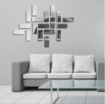Espelho Decoração Retângulos Sala Quarto Escritório 18 Peças