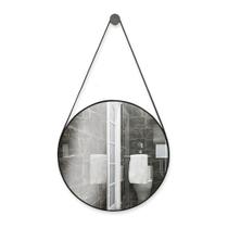 Espelho Decoração Suspenso Alça Em Couro 60cm C/ Suporte