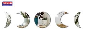 Espelho Decorativo 5 Peças - Formato Fases Lua em Acrílico Espelhado
