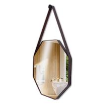 Espelho Decorativo 60cm Suspenso Alça Couro + Suporte