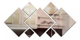 Espelho Decorativo 7 Peças Em Acrílico Hall Quarto Mosaico