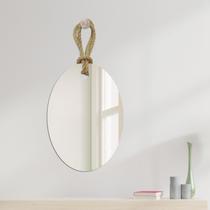 Espelho Decorativo 82x45cm Hole Alça Sisal Natural Orgânico In House Decor