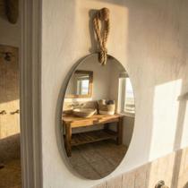 Espelho Decorativo 82x45cm Hole Alça Sisal Natural Orgânico In House Decor