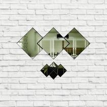 Espelho decorativo acrílico 70x50 quadrados quarto sala