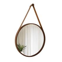 Espelho Decorativo Adnet 40cm Aço Corten com Alça Caramelo