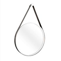 Espelho Decorativo Adnet 40cm Branco com Alça Preta - GO2HOME