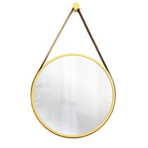 Espelho Decorativo Adnet Amarelo Alça Caramelo 20 cm Redondo