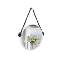 Espelho Decorativo Adnet Branco Alça Sisal Black 60 cm Redondo